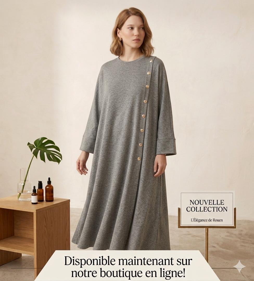 robe bouton grise